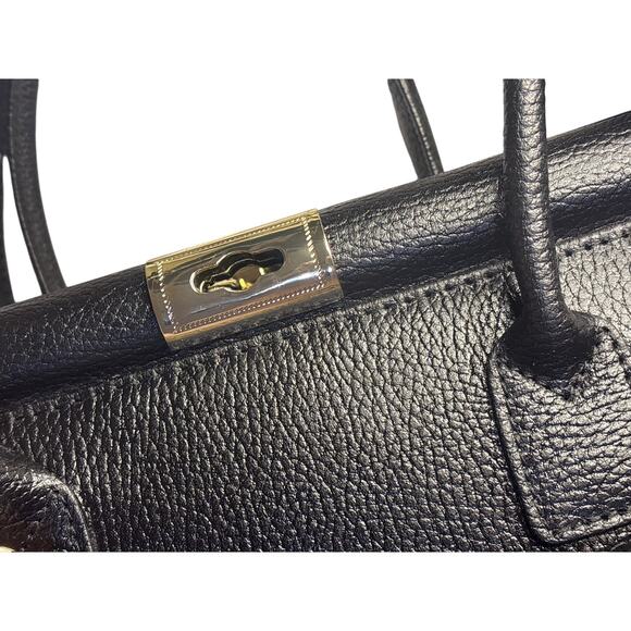 Vintage Italian Black Leather Structured Handbag - Picture 6 of 16